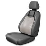 Frido Premium Car Back Rest Cushion with Lumbar Support Pillow for Driving, Hi-Per Memory Foam Back Support and Luxe Leatherette Cover, Relieves Back Pain and Improves Posture for Long Drives | Ivory