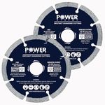 Power Xtreme 115mm Diamond Cutting Discs for Angle Grinder | Pack of 2 – Fast, Clean Cut on Concrete, Tiles, Stones, Marble and Ceramics - 115 x 7 x 22.23 x 2.2 MM