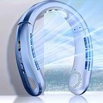 REXERA Portable Bladeless Rechargeable 𝐍𝐞𝐜𝐤 𝐅𝐚𝐧 360° Airflow 10 Hour Play 9000mAh USB Charging Cold Air Neck Fan, Hands-Free Wearable Cooling New 𝟏𝟎𝟎 𝐇𝐢𝐠𝐡 𝐒𝐩𝐞𝐞𝐝 Fan (Blue)