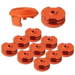 WA0007/50022833 Replacement Line Trimmer Spool for Worx WG105 WG119 WG116 WG183 String Trimmers,16ft 0.065'', 11-Pack (10-Line Spool + 1 Cap)