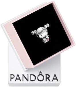 PANDORA Little Girl with Pigtails Charm - Compatible with PANDORA Moments - Gift for Her - Made with Sterling Silver & Enamel - with Gift Box