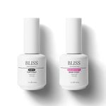 No-Wipe Top Coat and Base Coat Gel Set - Shine Finish Long Lasting, Soak-Off UV/LED Nail Lamp Cured Gel Base Top & Base Coat 15ml/each (Combo Pack) Nail Art Design Manicure Gifts for Women