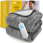 Cosi Home Electric Blanket 180 x 130 cm - Electric Heat Blanket with Automatic Shut-Off, Overheating Protection, Washable, Cuddly Sherpa & Fleece, 10 Heat Settings with Digital Remote Control - Grey