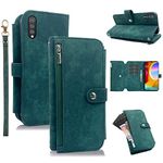 Compatible with LG Velvet 5G/LGVelvet Verizon G5 UW T-Mobile 2020 Wallet Case Flip Card Holder Cell Folio Purse Lanyard Wrist Strap Rugged Slot Phone Cover for LM G900UM 4G Tmobile Women Men Green