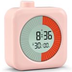 EooCoo Visual Timer Digital, 60-Minute 3-in-1 Countdown Timer for Kids and Adults, LCD Screen Pomodoro Time Management Education Tool for Kitchen, School, Office - Pink