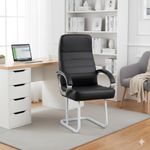 NEWTURN High Back Visitor Office Chair with Double Support Legs & Cushion Padded Handles, 150 kg Weight Capacity, Tiles Scratch Proof Plastic Bushes, 1 Year Warranty,Synthetic Premium Leather (Black)