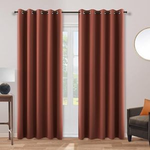 Patio Door Curtain for Sliding Glass Door Fall Home Decorations Blackout Darkening Extra Wide Curtains for 60 62 64 66 Large Window Living Room Bedroom Autumn Decor,Rust Orange,2 Panels,84 Inches Long