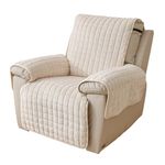 NUODWELL Upgraded Recliner Chair Cover with Pockets, Plush Non Slip Armchair Cover, Super Soft Washable Sofa Slipcover Furniture Protector Cover for Kids and Pets (Beige with Pockets, 116 * 190CM)