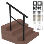 Outdoor Stair Railing, Handrails for Outdoor Steps, Handrail Fits 2 to 3 Steps Metal Handrail Stair Rail with Installation Kit Hand Rails for Outdoor Steps 36" (2-3 Steps)