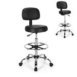 CASART Ergonomic Drafting Chair, Faux Leather Rolling Office Chair Desk Chair with Retractable Back & Adjustable Footrest, Height Adjustable Modern Conference Task Chair for Home Office