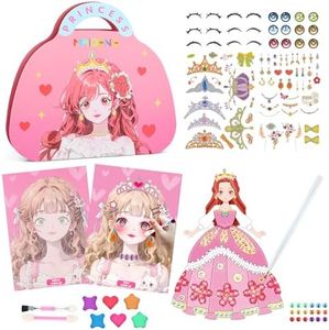 liooking 3 in 1 Arts and Crafts, Paper Dolls Sticker Book & Makeup & Gem Art Kits for Kids, Princess Toys for Girls Ages 4 5 6 7 8+ Year Old Birthday Christmas Gifts