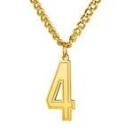 Youth Number 4 Necklace, Gold Number Four Pendant Sport Softball Pendant For Sports Enthusiast