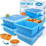 Walfos 1-Cup Large Silicone Soup Freezer Tray with Lid, 4 Packs Soup Freezer Ice Cube Tray for Food, Baby Food Freezer Trays,Container for Storing and Freezing Soup, Broth, Sauce and Ice