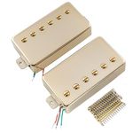 Artec LPA210 Alnico 5 Covered Standard Humbucker Neck Bridge Pickup Set for Les Paul Style Electric Guitar, Gold