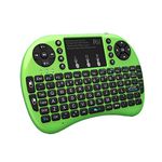 Rii 2.4GHz Mini Wireless Keyboard with Touchpad＆QWERTY Keyboard,LED Backlit,Portable Keyboard Wireless for laptop/PC/Tablets/Windows/Mac/TV/Xbox/PS3/Raspberry Pi .(i8+ Green)