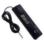 Electronic LCD Digital Temperature Meter, Thermometer Probe Sensor with Large LCD Display Wired for Refrigerator, Black