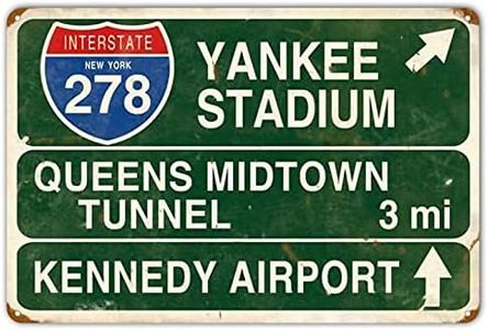 HomDeo Retro Yankee Metal Tin Sign Stadium Queens Midtown Tunnel 3 Miles Street Sign Bar Club Decor Pub Man Cave Wall Hanging Decoration 12x8 Inches