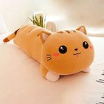 Tickles Cat Soft Stuffed Plush Bolster Pillow Toy for Kids Birthday Gift (Size: 45 cm; Color: Brown)