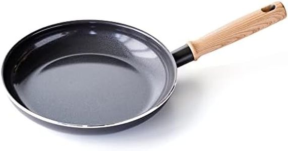 GreenChef Vintage Poêle à Frire en Céramique Antiadhésive de 24 cm, Poignée à Apparence en Bois, Sans PFAS, Compatibles avec l'Induction, Va au Four, Va au Lave-Vaisselle, Gris
