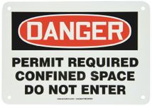 ACCUFORM Signs MCSP007VA Aluminum Safety Sign, Legend "Danger Permit Required CONFINED Space DO NOT Enter", 7-Inch Length x 10-Inch Width x 0.040-Inch Thickness, Red/Black on White