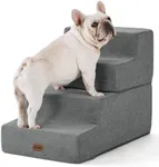 Made4Pets Dog Steps for Bed, Extra Wide Dog Stairs for High Bed Couch Sofa, 35D Foam Pet Steps for Small Dogs and Cats, Non-Slip Bottom Pet Stairs, Grey, 4 Steps