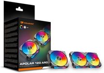 Cougar APOLAR 120 ARGB Fan Daisy Chain Design with Tool-Free connectivity, HDB hydrodynamic Bearings, PWM Control, Q-Stop - Quiet Stop - dampening System & Silent-Stream (3, Black, 120)