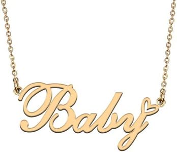 HUAN XUN Personalized 18K Gold Plate Love Heart Pendant Custom Name Necklace for Womens Baby