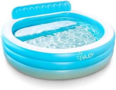Evajoy Inflatable Pool, Full-Sized Inflatable Swimming Family Pool with Seats, 88"x85"X30" Above Ground Blow Up Pool with Backrest Bench for Backyard Kiddie Pool, Age 3+