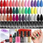 LAVENDER VIOLETS Gel Nail Polish Kit with U V Light - 21 Gel Colors, LED Nail Lamp, Nail Extension Set: 240 Short Almond Tips, Nail Glue, Base Coat, Glossy Top Coat, Matte Top Coat, VC17