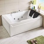 BHBL Freestanding Bathtub 72 x 48 Inch Whirlpool Tub with Double Pillow Air Bubble,Massage bathtub with Faucet Set (DK-Q367) Whirlpool Tub