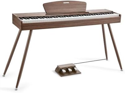 Donner DDP-80 Electric Piano 88 Keys Weighted Piano, Hammer Mechanism II, Home Digital Pianos Full Size Keyboard with Stand, Triple Pedal, USB MIDI and Headphone Jack, Walnut Wood Colour