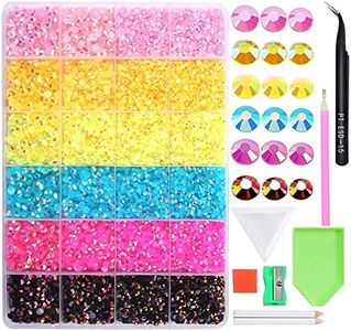 BELICEY 24000Pcs Pink Yellow Blue Flatback Jelly Crystal Rhinestone Kit for Craft Mixed Colors Size Nail Arts Rhinstones Bulk Bling Crystals Stone Gems for Nail DIY Makeup Crafts Jewelry Accessories