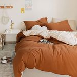 Lanqinglv Double Duvet Cover Set Caramel Pumpkin and Apricot Reversible Bedding Set Microfiber Quilt Cover 200x200cm with Zipper Closure and 2 Pillowcases 50x75cm