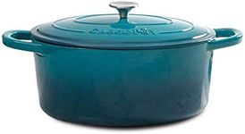 Crock-Pot 109469.02 Artisan Round Cast Iron Dutch Oven with Non-Stick Surface, 5 Quart, Teal Ombre