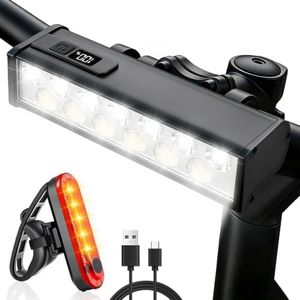 sayrrame 15 LED 2400 Lumen Bike Lights, USB Rechargeable 4800mAh Bicycle Lights for Night Riding, 150° Wide Beam Bike Headlight, 4+4 Lighting Modes IPX6 Waterproof Light Bar for Ebike Scooter MTB
