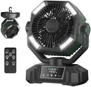 Camping Fan Rechargeble - Portable Battery Powered Fan 20000mAh with LED Lantern Light, Oscillating Tent Fan with Remote, USB Output, Dual Motor, Camping Fans for Tents, Travel, Home (Forest Green)