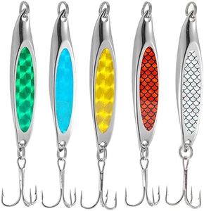 WYMAODAN Juego de señuelos de Pesca, 5 Piezas Cucharas de Lentejuelas de Metal para Herramienta de señuelo de Lago Marino para Agua Salada Trucha de Agua Dulce Salmón bajo (21)