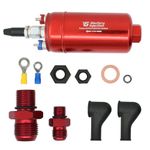 Gautory Universal External Inline Fuel Pump kit 300LPH High Flow 6AN 8AN 12V Red