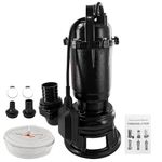 Yutmatin 2HP 110V Sewage Grinder Pump W/Blades, 6498GPH Cast Iron Effluent Pump W/ 66ft Hose and Automatic Float Switch, 1500W 2'' NPT Discharge, For Sump Basin, Basement, Residential Sewage