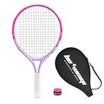 bo'weiqi 17" Kids Tennis Racket for Aged 2-4, Lightweight Toddler Tennis Racket with Shoulder Strap Bag, Including 1 Tennis Racket and 1 Replacement Grip Tapes (Pink)