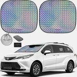 Autoamerics 2-Piece Windshield Sun Shade - Holographic Foldable Car Front Window Sunshade for Most Cars SUV Truck - Heat Blocker Visor Protector Blocks Max UV Rays and Keeps Your Vehicle Cool - Large