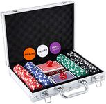 CLEARNEXT Casino Poker Chips Set - 200pcs with Aluminum Case 11.5g Professional Weight Chips Ideal for Casino Party Accessories for Blackjack, Texas Holdem, Family Games