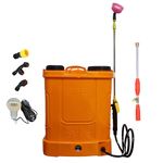 Odyssey Sprayer Double Motor Battery Sprayer (20 Lt)|12V X 12Ah Battery|Free Spray Gun & LED Bulb|4 Nozzles|High-Pressure Heavy Duty Pump|for Agriculture, Gardening & Sanitization, Orange