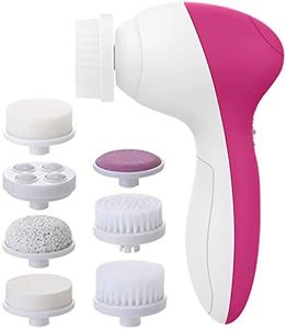 Facial Cleansing Brush | Face Scrubber Exfoliator Wash Cleansing Exfoliating Powered Electric Brushes Spin Cleanser Cleaning Scrub Oily Mixed Normal Dry Skin Including 7 Heads (Rubellite)