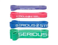 Serious Steel Assisted Pull-Up Band, Resistance & Stretch Band | Powerlifting Bands | Pull-up and Band Starter e-Guide Included (Single Unit) 41-inch (4 Band Set)