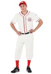 Mens A League of Their Own Coach Jimmy Dugan Baseball Uniform Costume for Adults X-Large White