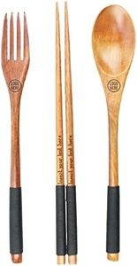 Custom Logo/Text Engraved-3PC Wood Kitchen Utensil Set Reusable Chopsticks/Spoon/Fork- Business Company/Restaurant Logo Product,Advertising Gift,Promotional Product Souvenir,Wedding Gift,Birthday Gift