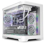 iONZ Flow - PC Gaming Case, Tempered Glass - Mini Tower, Dual Dynamic Compact, mATX | Front I/O Type-C. Includes 6 PWM ARGB Fans - White