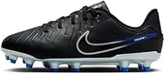 NIKE Boys Legend 10 Academy Football Shoe, Black Chrome Hyper Royal, 5 UK