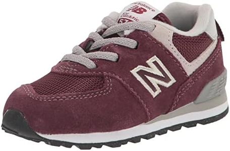 New Balance Kids' 574 Core Bungee Sneaker, Burgundy/White, 7.5 Wide Toddler